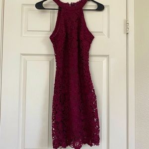 Lacey maroon dress